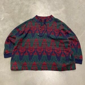 Vintage y2k 90s Aztec tribal  multi color quarter zip fleece sweatshirt
